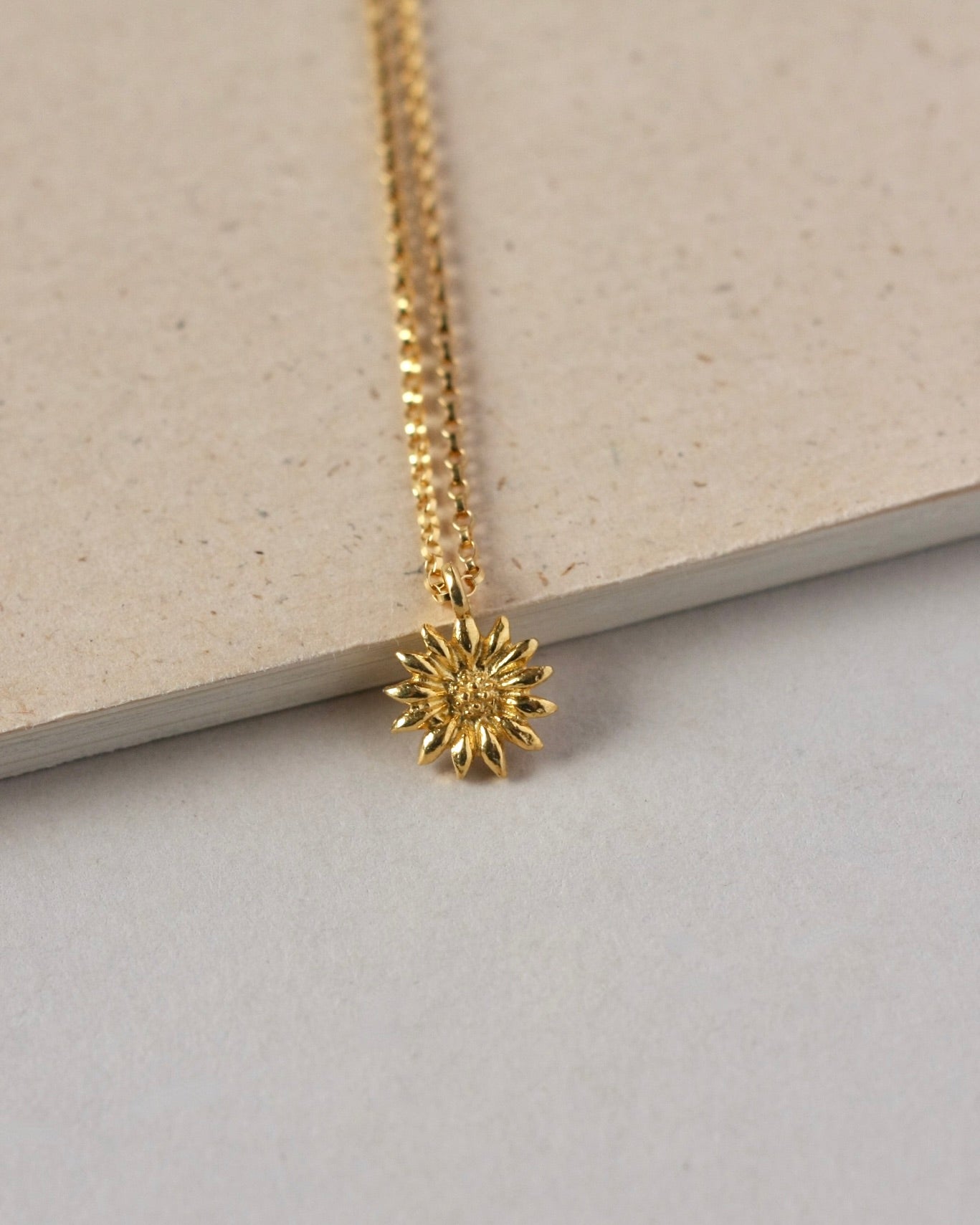 Gold Flower Charm Necklace Minimalist Necklace Simple Cute 