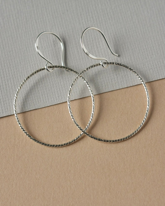 Big Sparkly Sterling Silver Circle Earrings