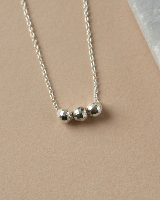 Faceted Silver Bead Necklace 