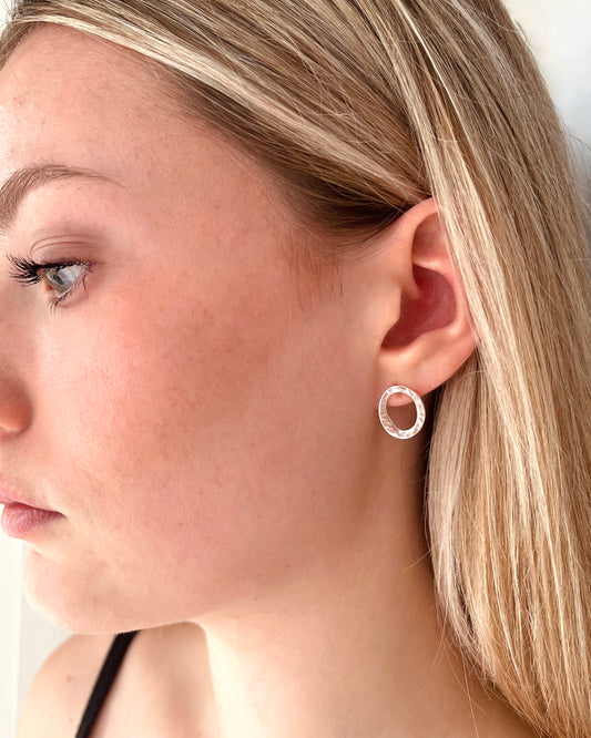 Freeform Sterling Silver Circle Studs