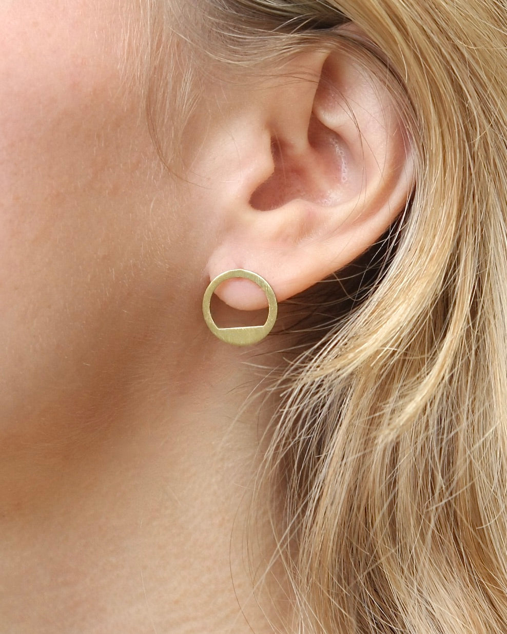 Gold Geometric Brass Stud Earrings