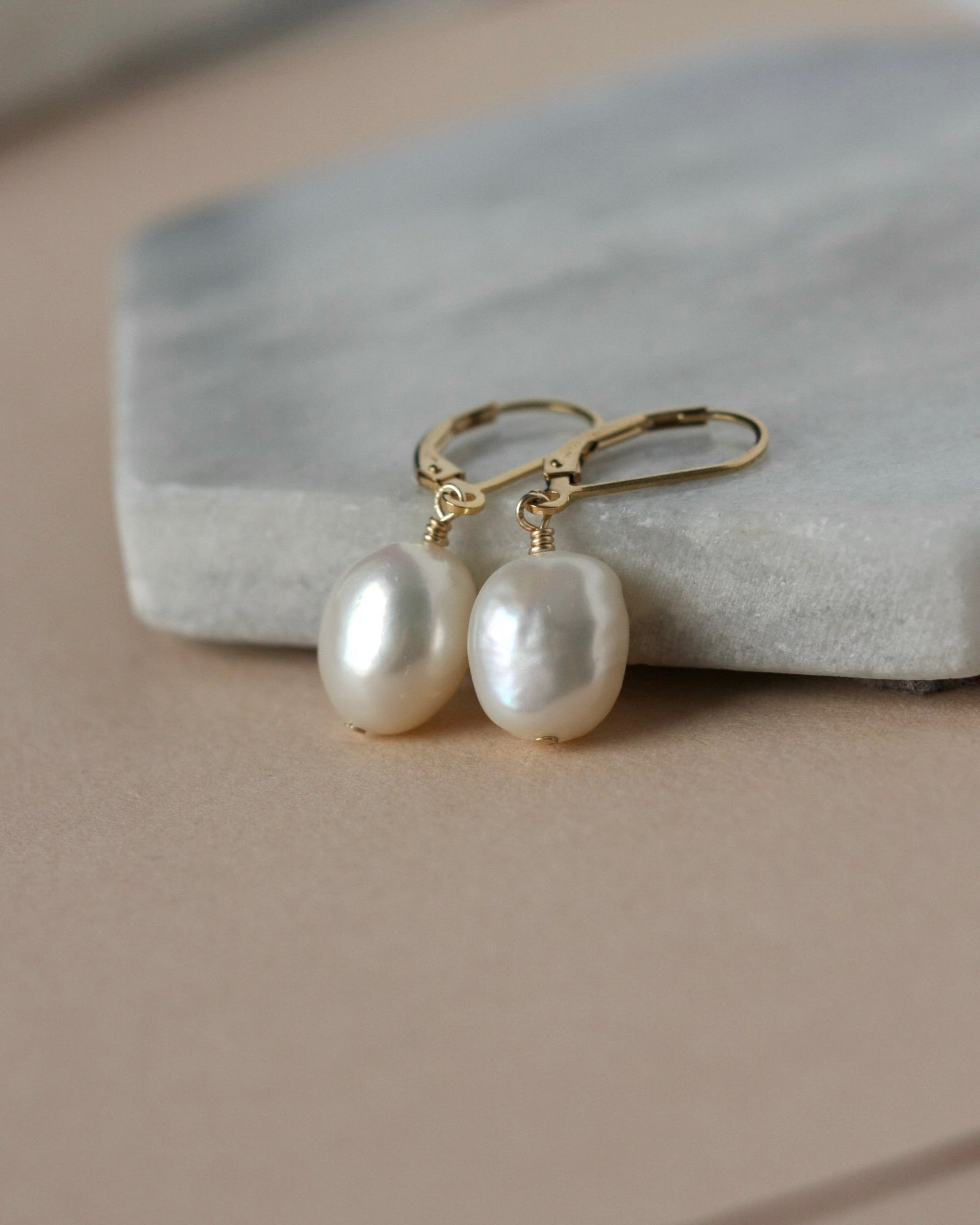 Gold Baroque Pearl Dangle Earrings