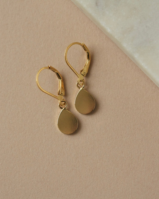 Dainty Gold Vermeil Teardrop Lever back Earrings