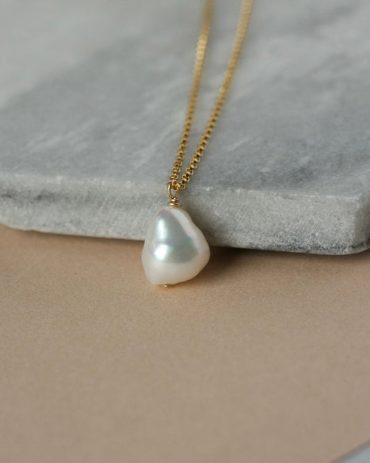 Gold Baroque Pearl Necklace