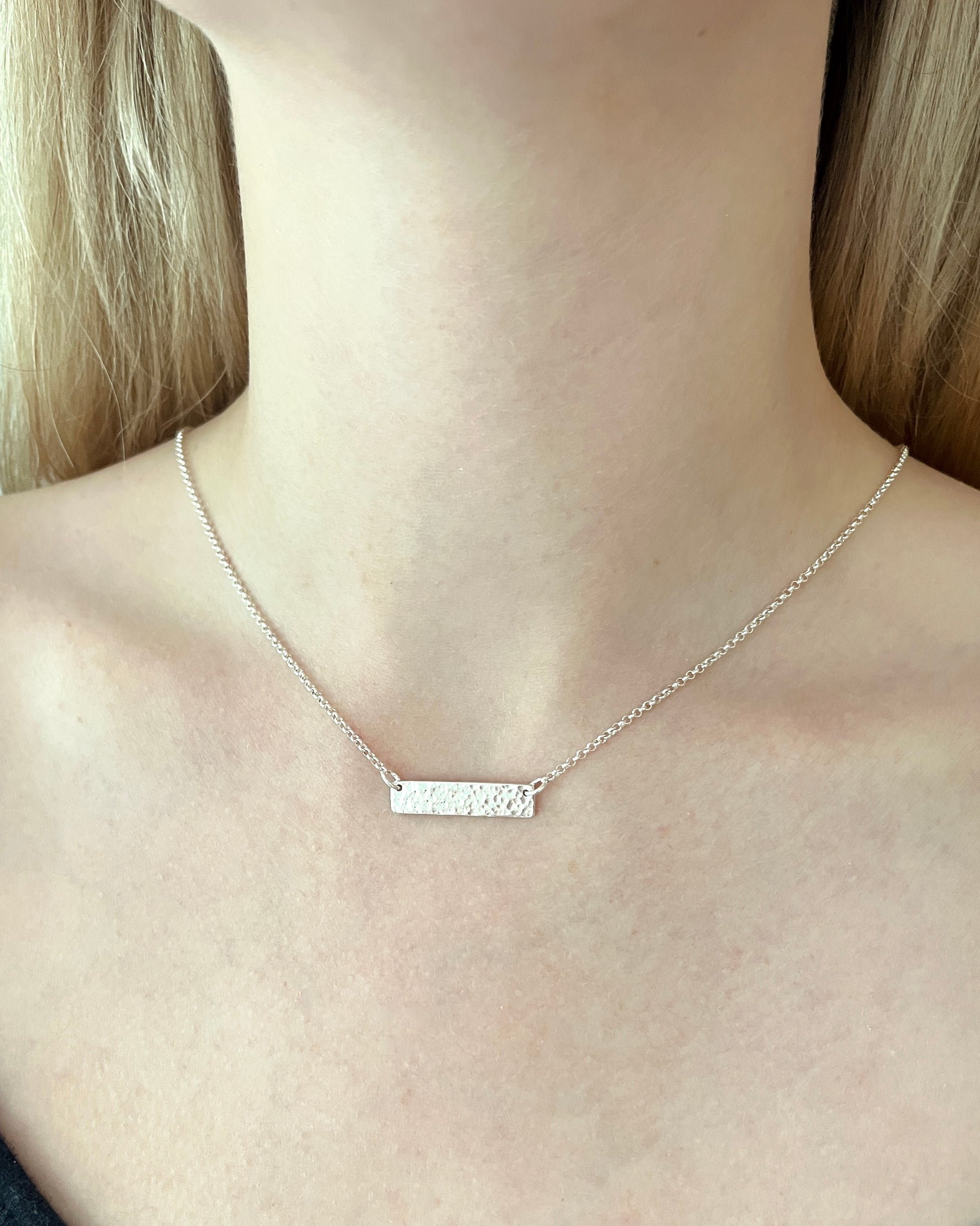 Hammered Sterling Silver Bar Necklace