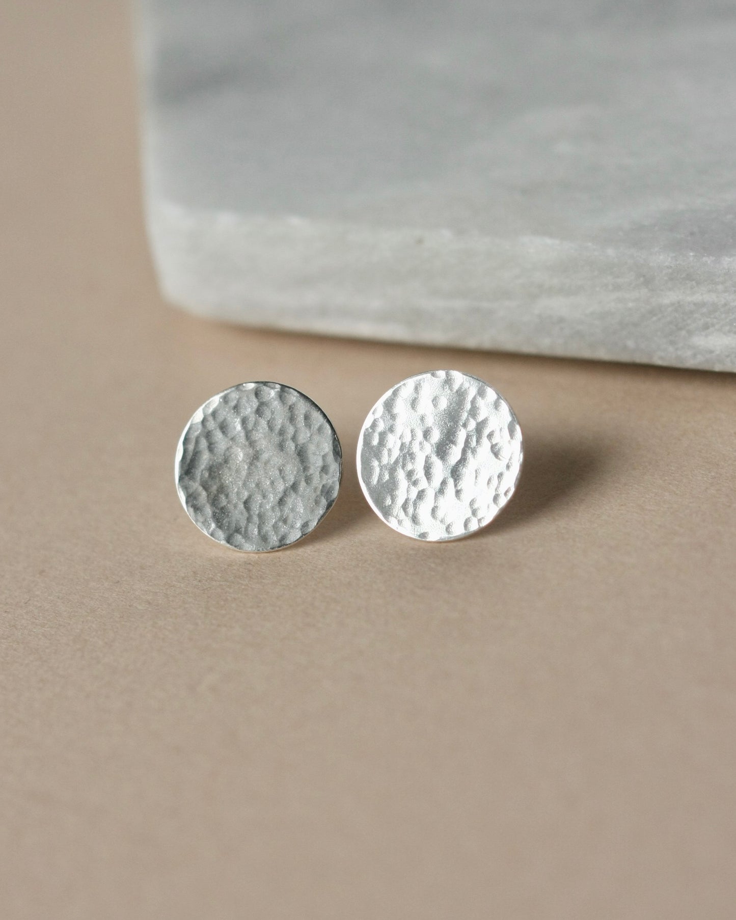 Hammered Sterling Silver Disc Studs