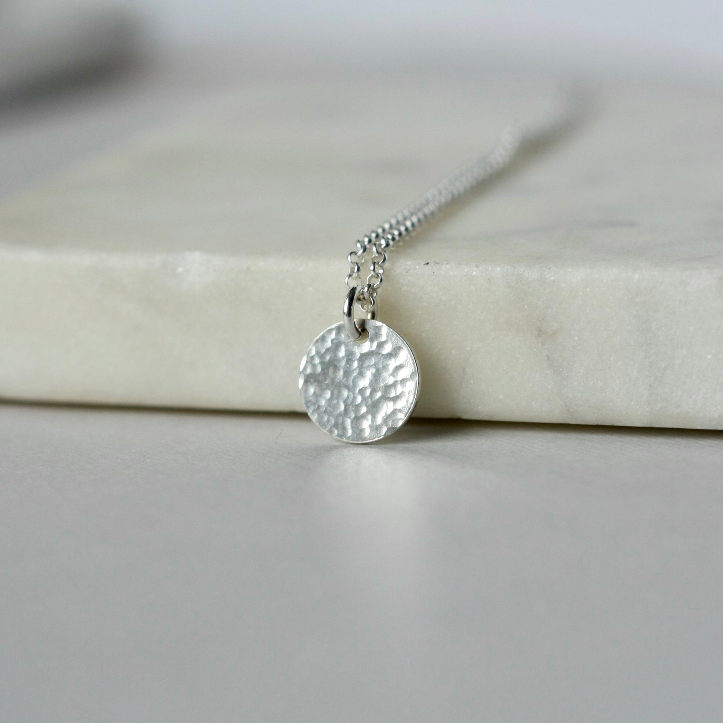 Hammered Sterling Silver Disc Necklace