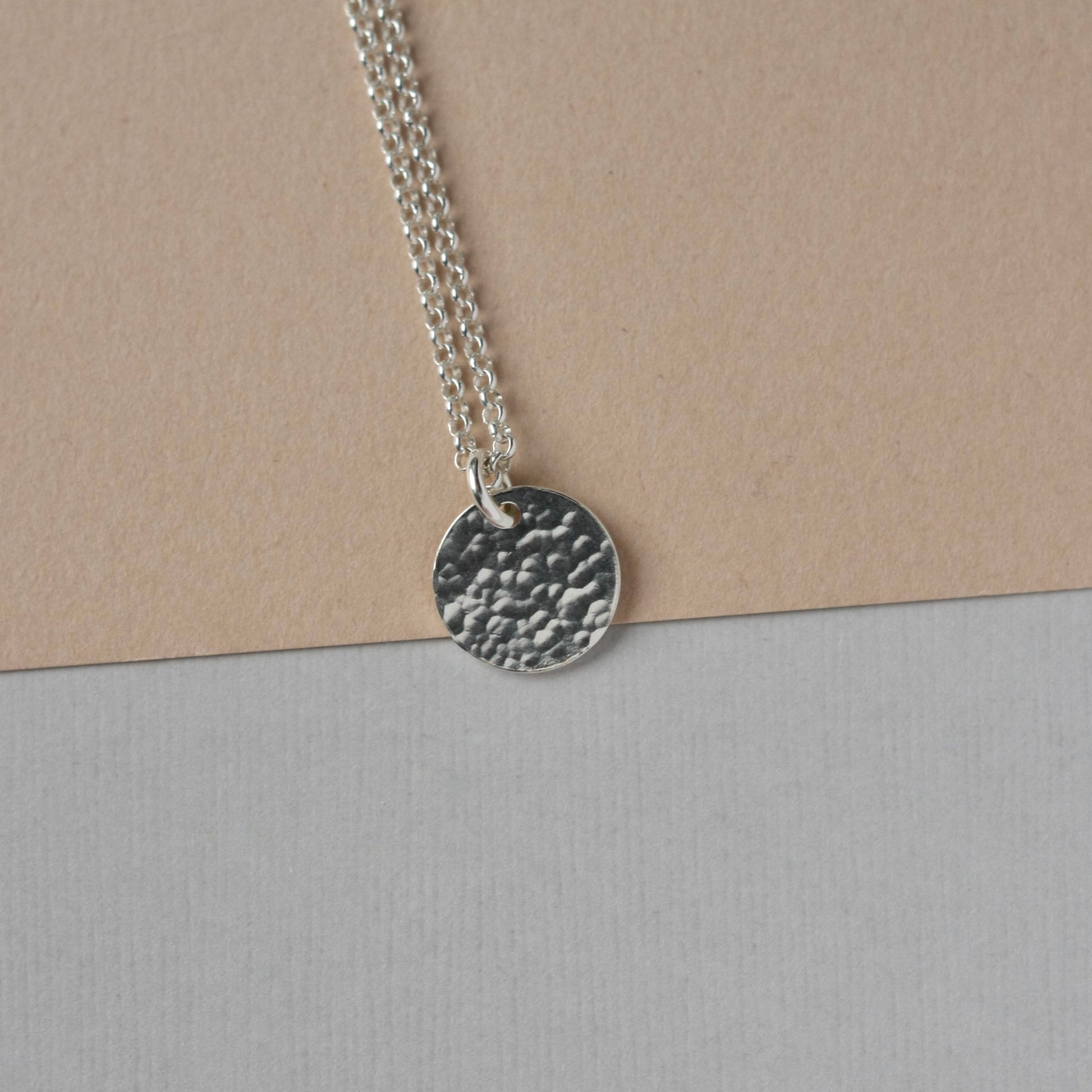 Hammered Sterling Silver Disc Necklace