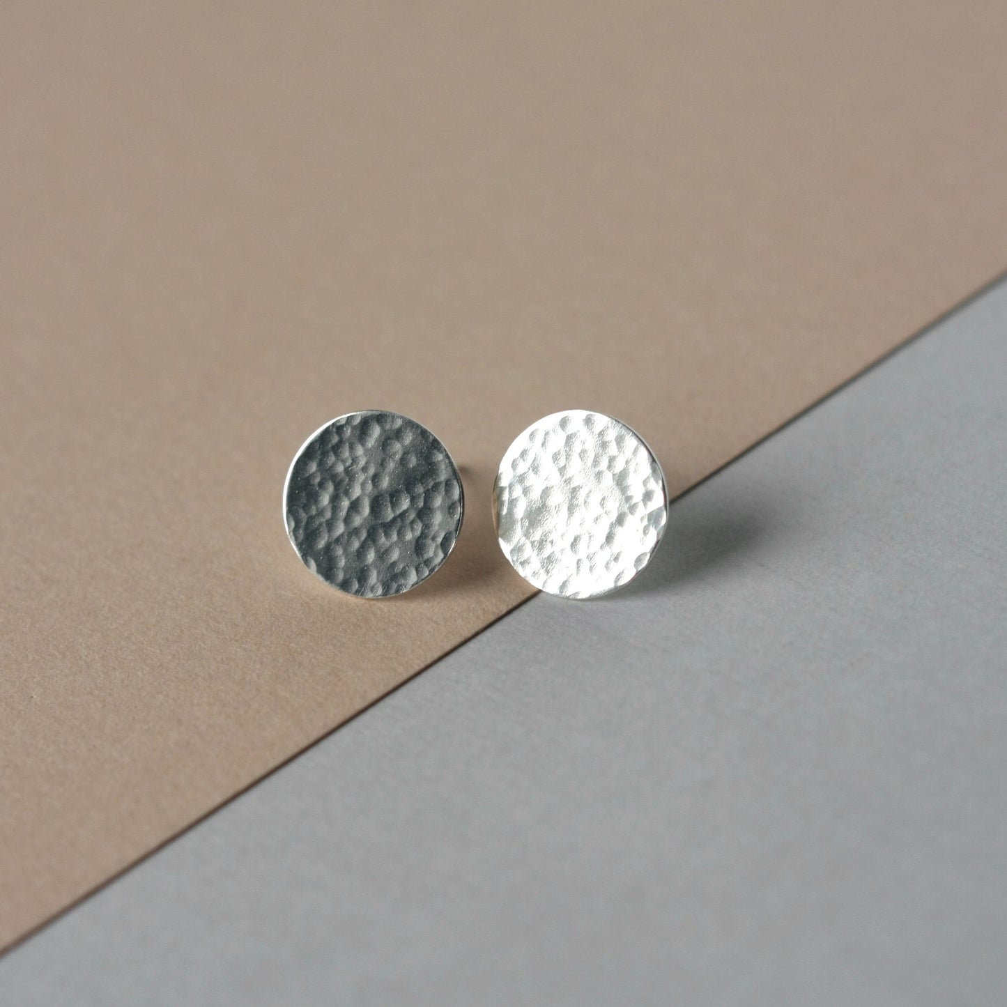 Hammered Sterling Silver Disc Studs