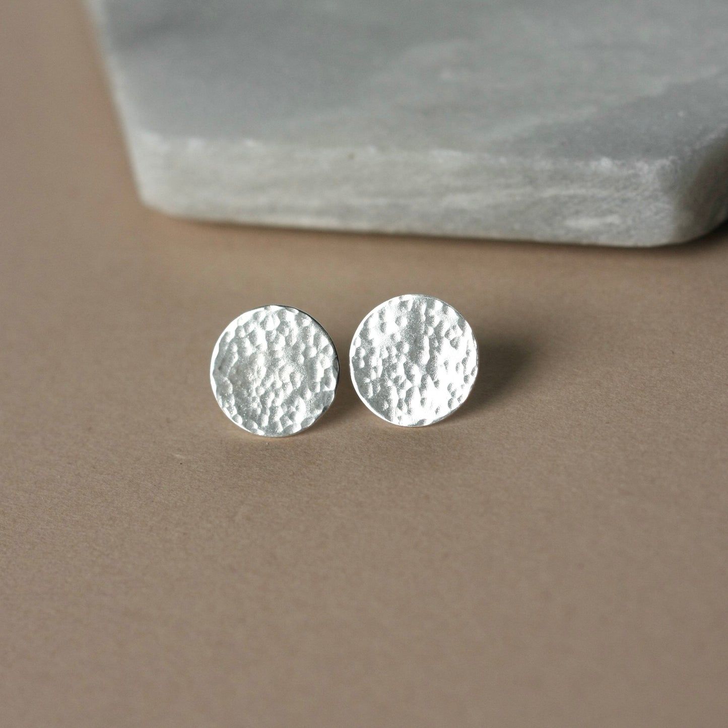 Hammered Sterling Silver Disc Studs