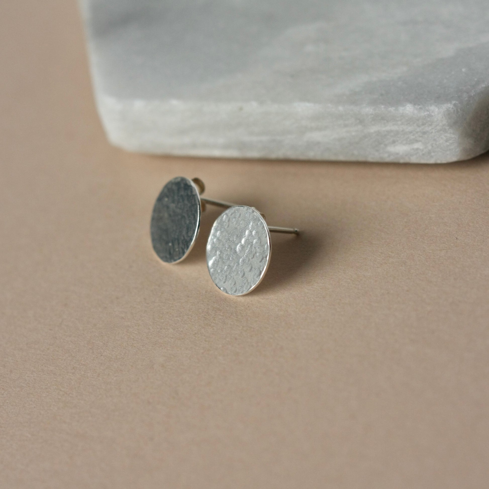 Hammered Sterling Silver Disc Studs