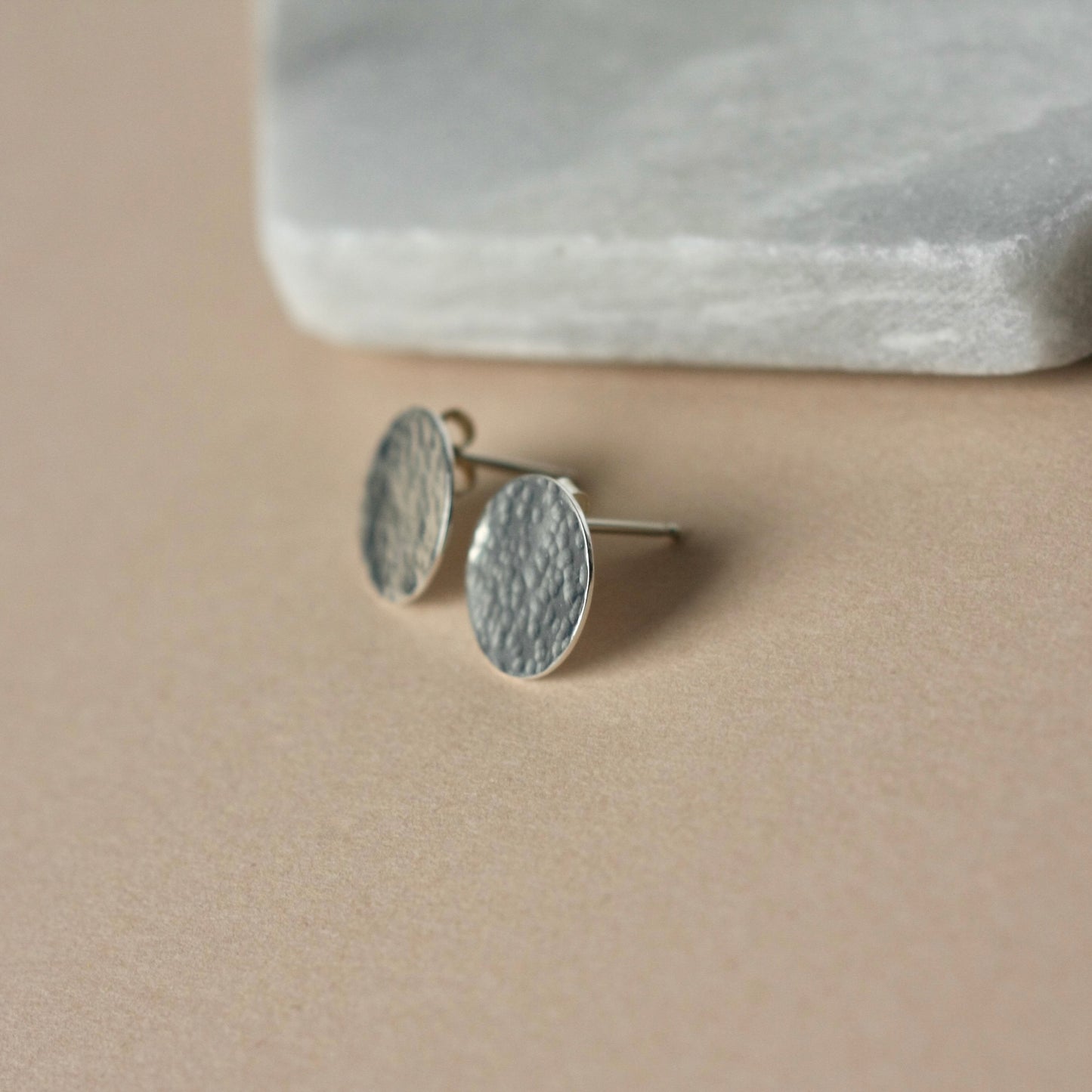 Hammered Sterling Silver Disc Studs