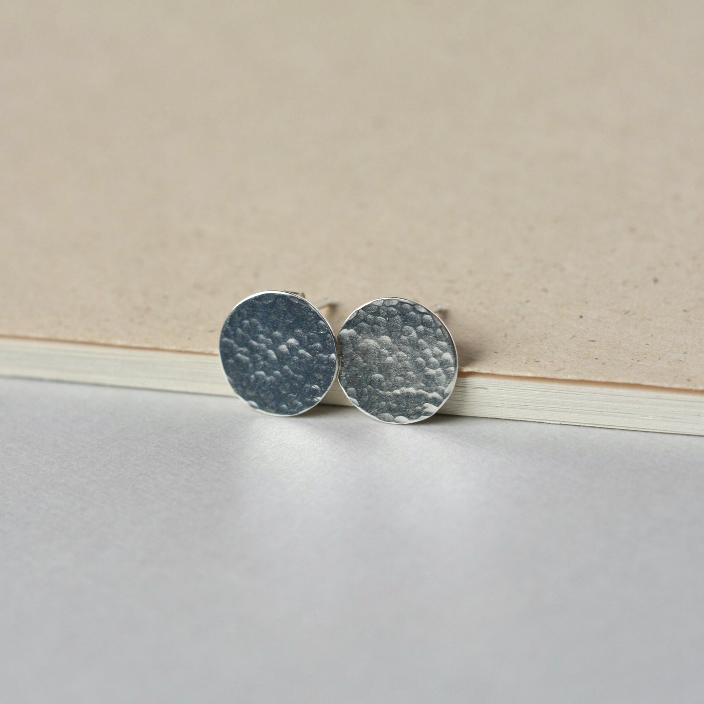 Hammered Sterling Silver Disc Studs