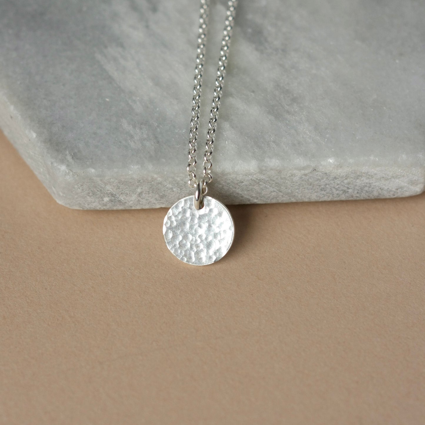 Hammered Silver Disc Necklace