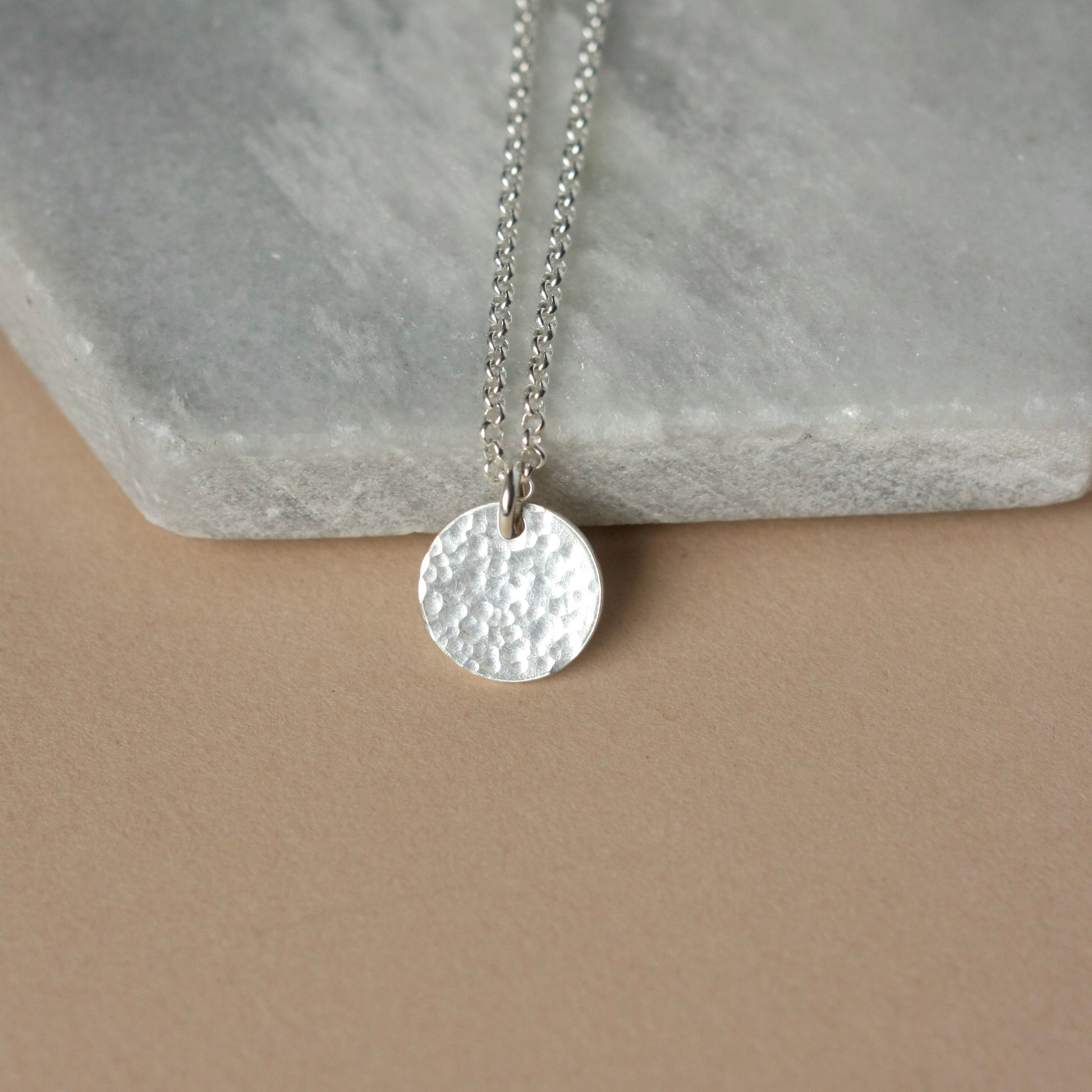 Hammered Silver Disc Necklace