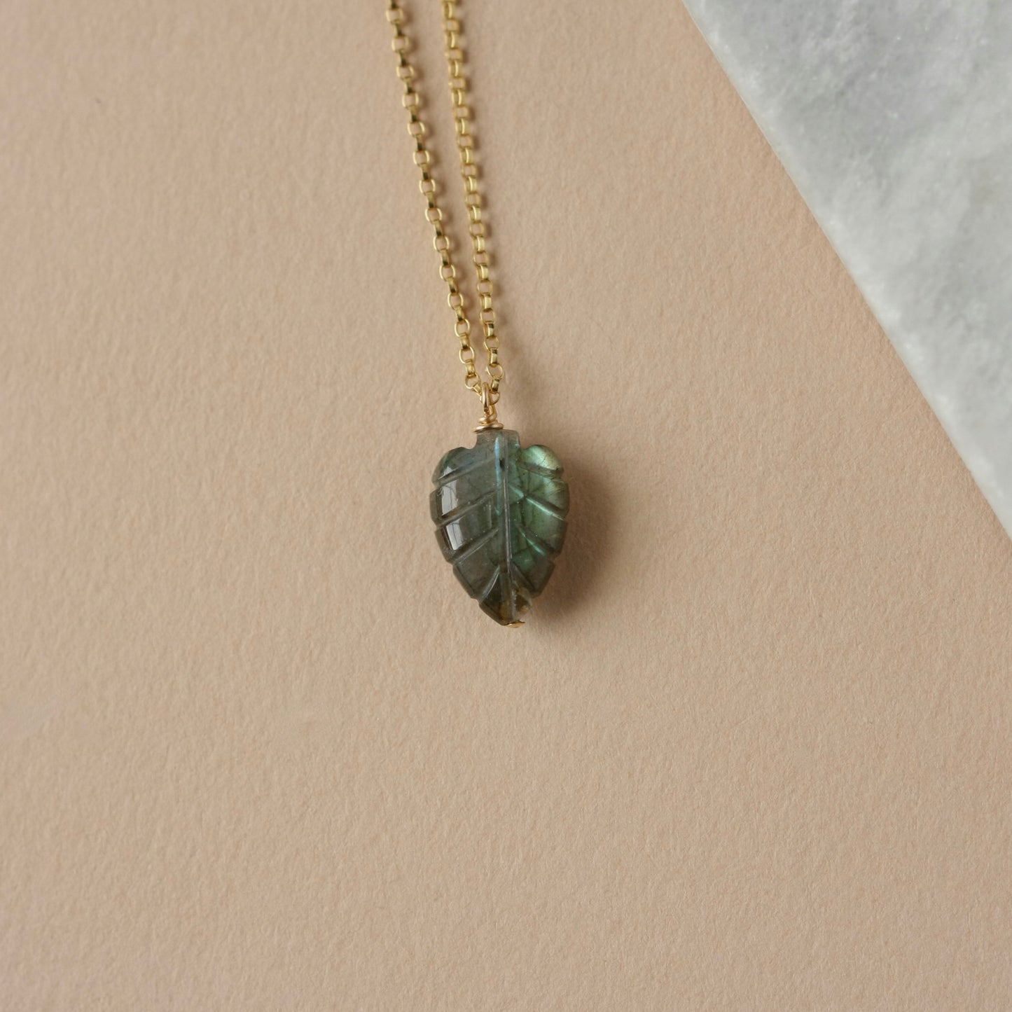 Gold Gemstone Leaf Necklace