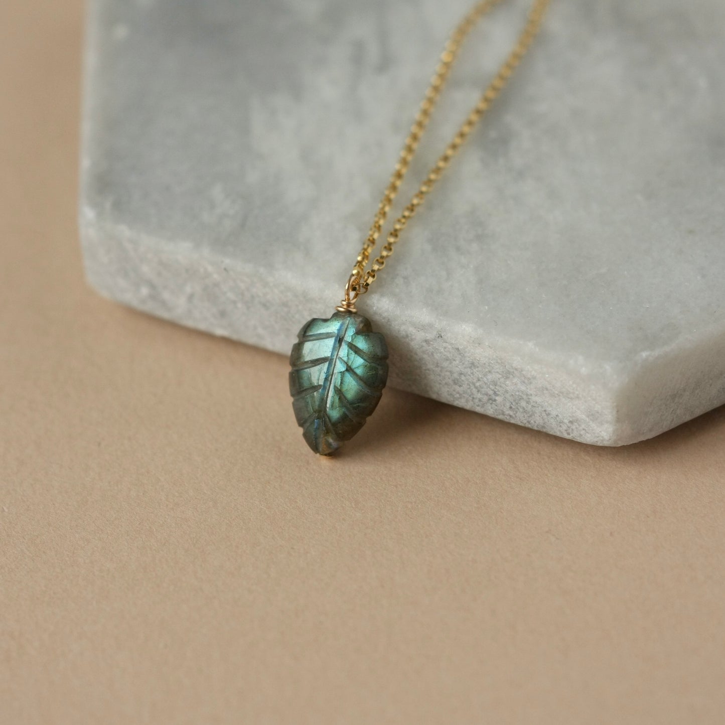 Gold Gemstone Leaf Necklace