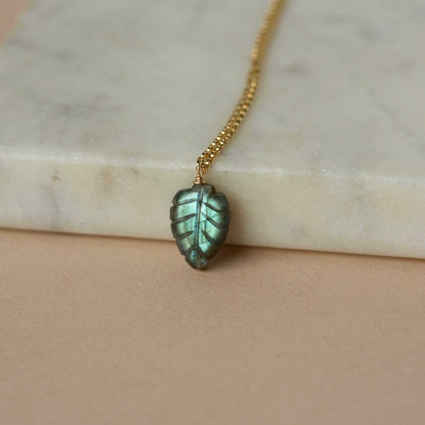 Gold Gemstone Leaf Necklace