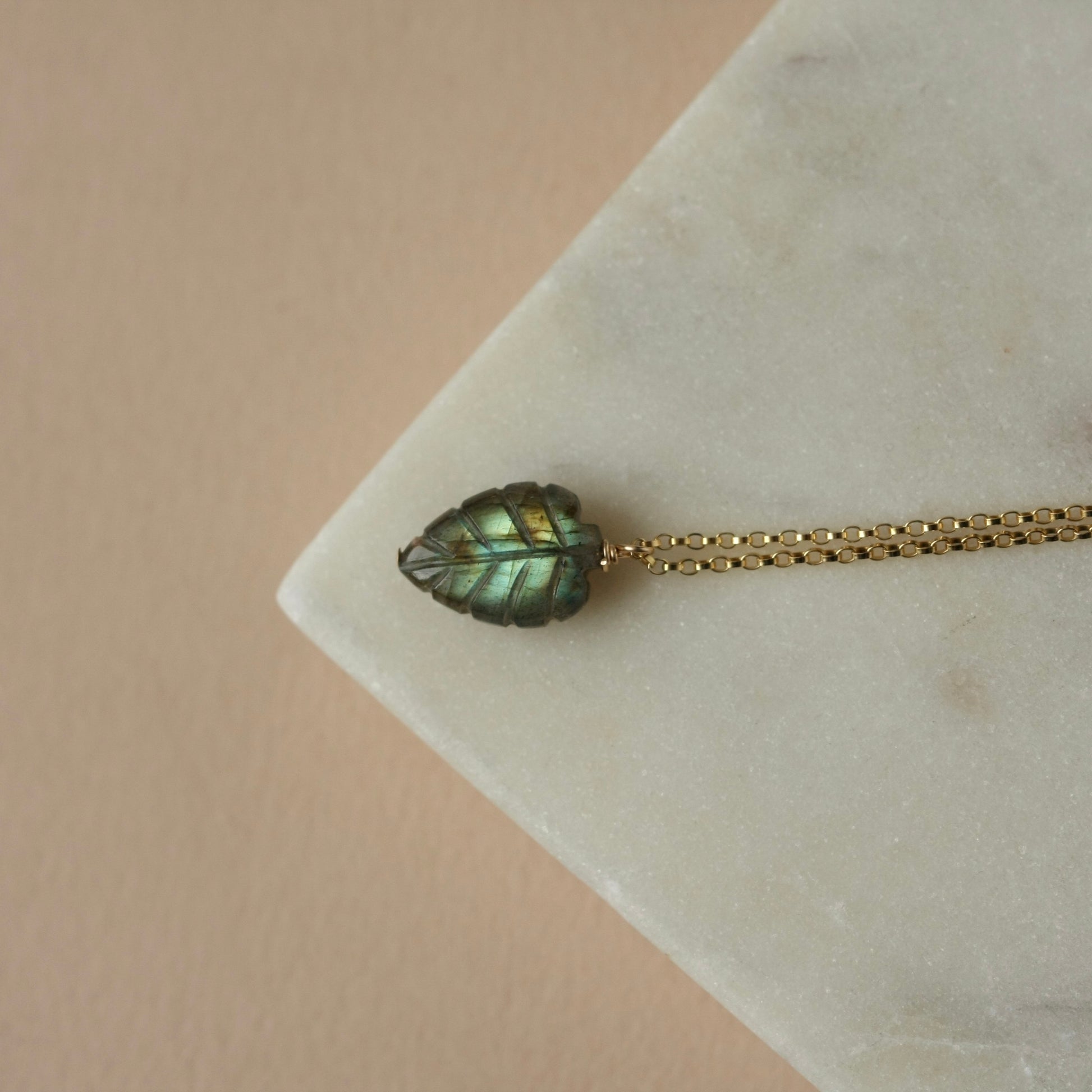 Gold Gemstone Leaf Necklace