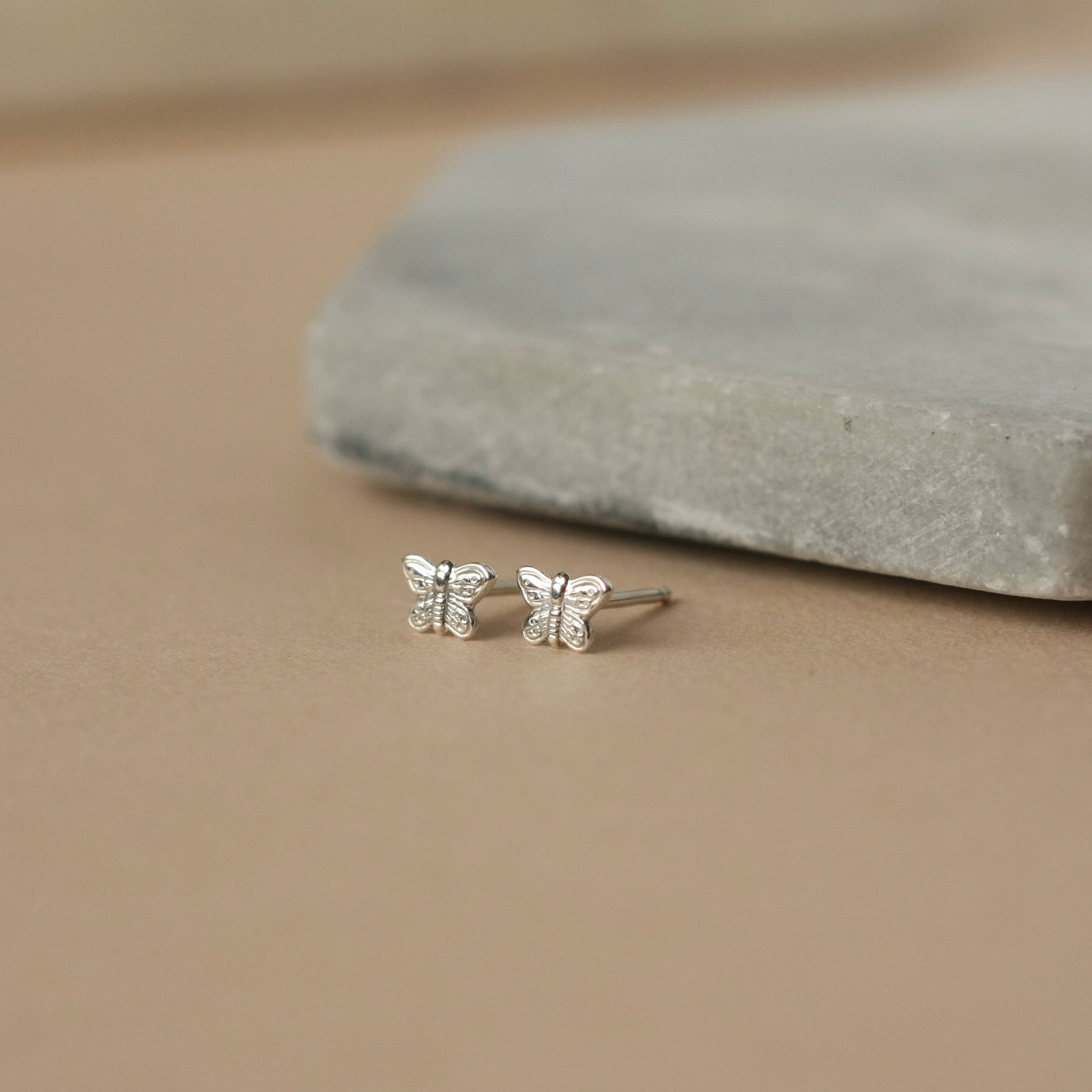 Tiny Sterling Silver Butterfly Studs