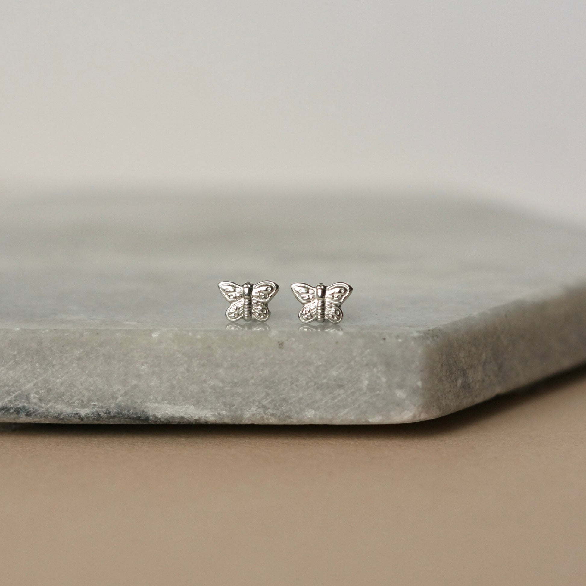 Tiny Sterling Silver Butterfly Studs