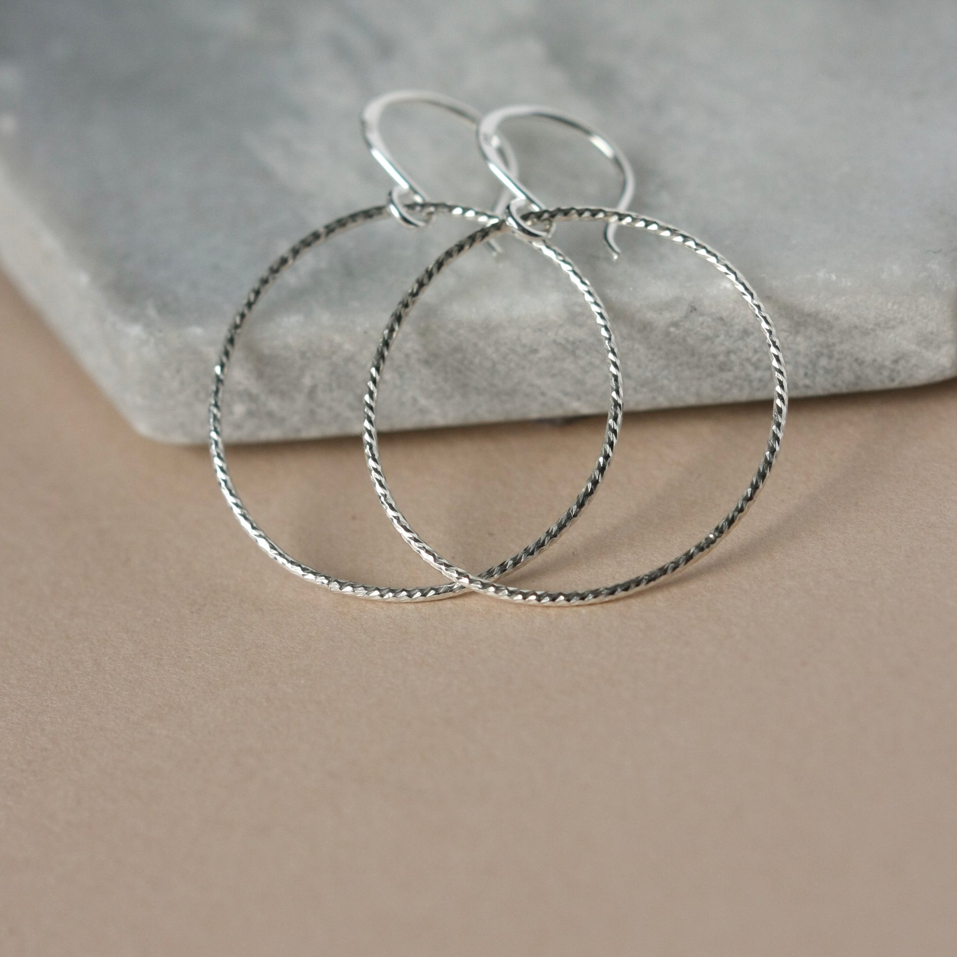 Big Sparkly Sterling Silver Circle Earrings