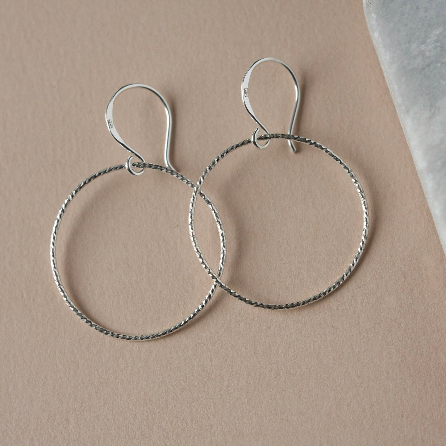 Big Sparkly Sterling Silver Circle Earrings