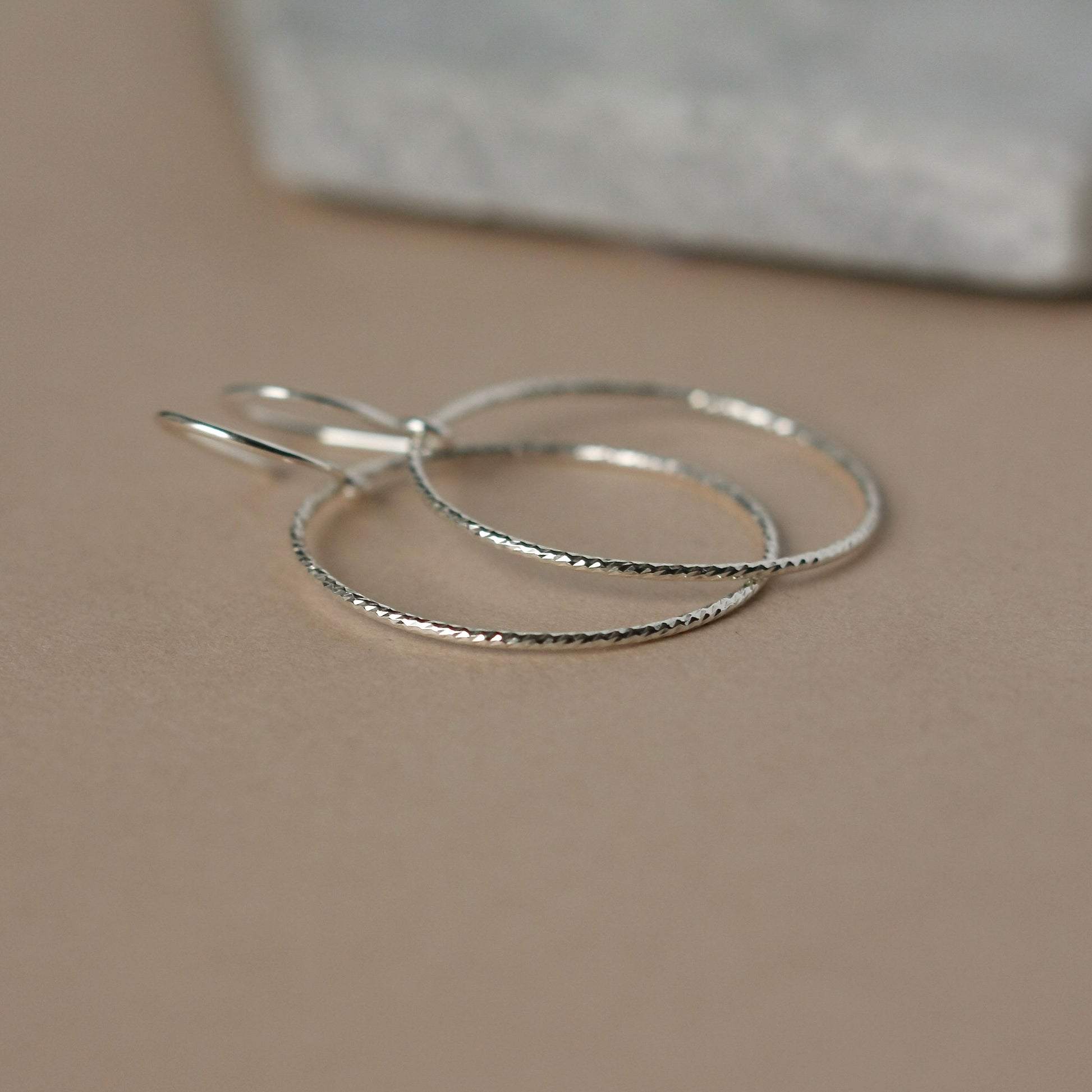 Big Sparkly Sterling Silver Circle Earrings