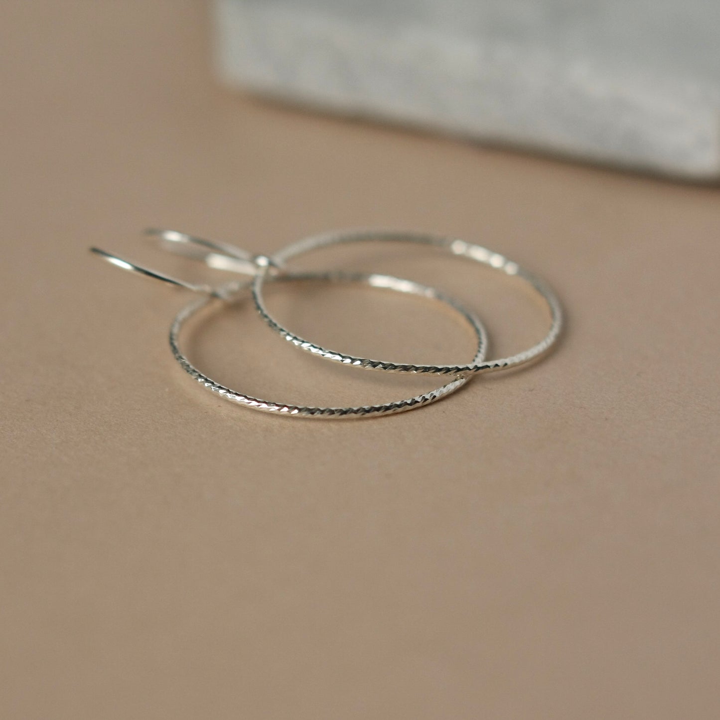 Big Sparkly Sterling Silver Circle Earrings