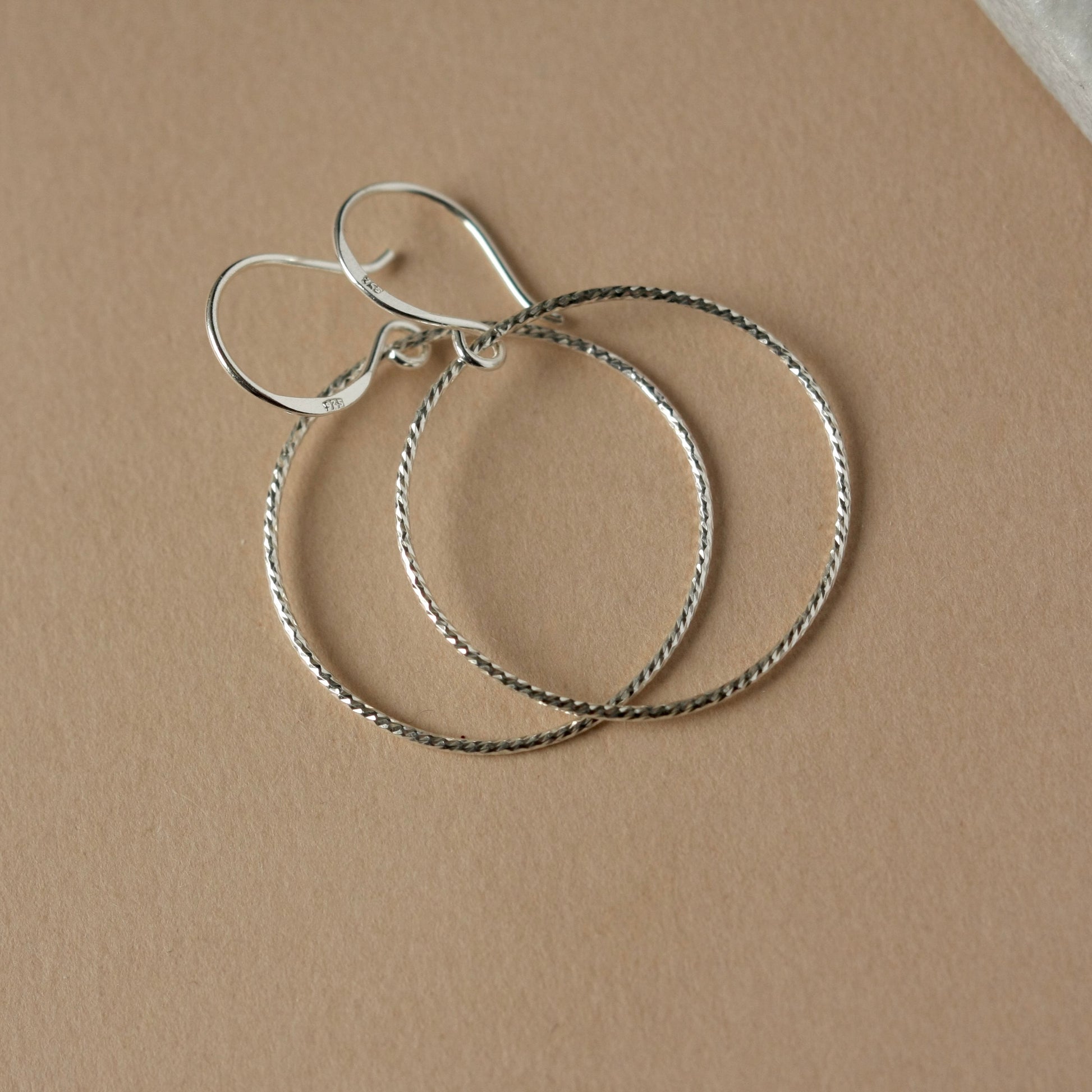 Big Sparkly Sterling Silver Circle Earrings