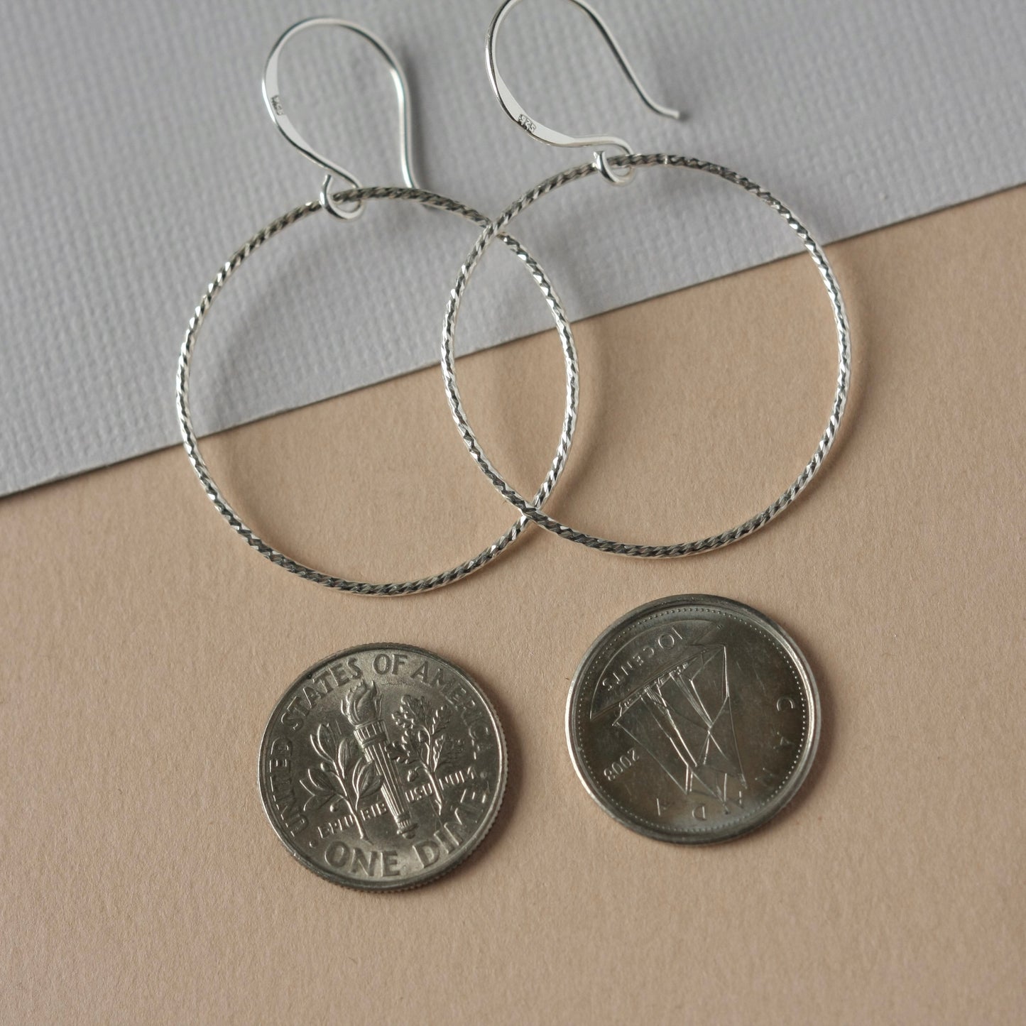 Big Sparkly Sterling Silver Circle Earrings