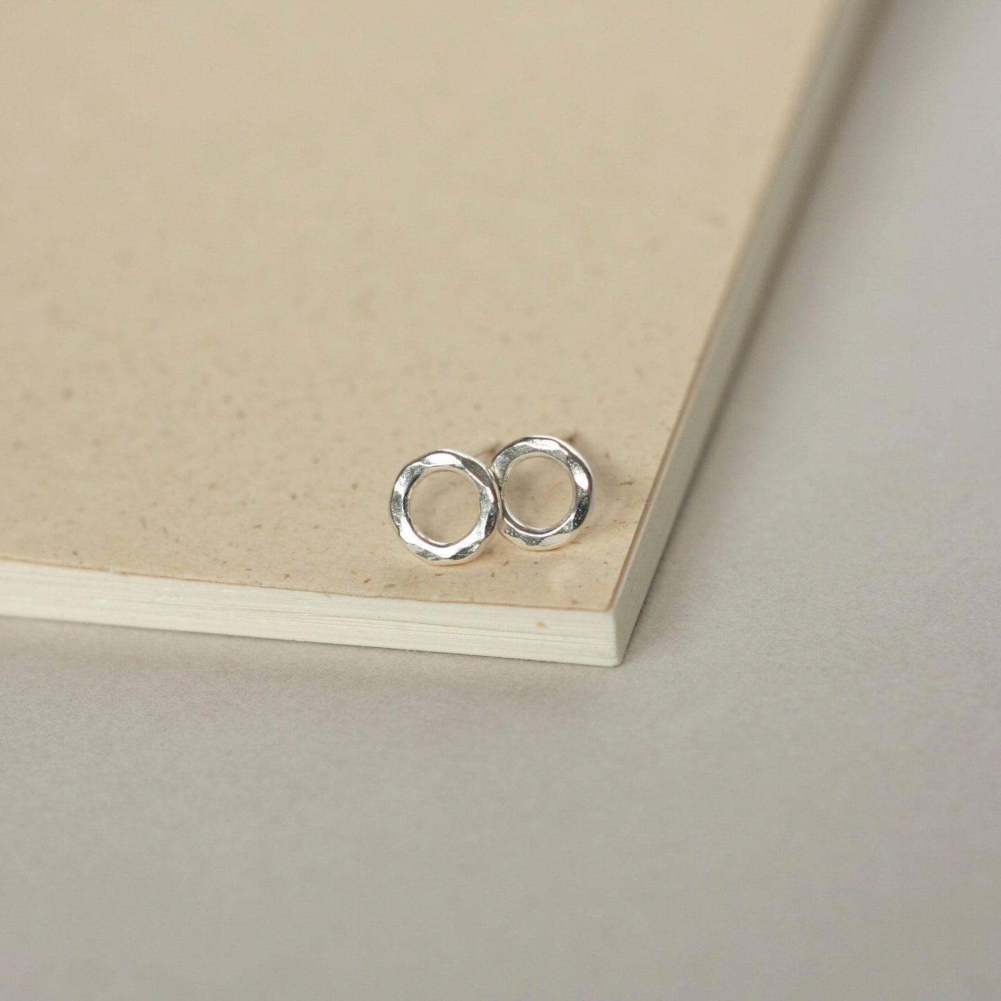 Small Hammered Sterling Silver Circle Studs