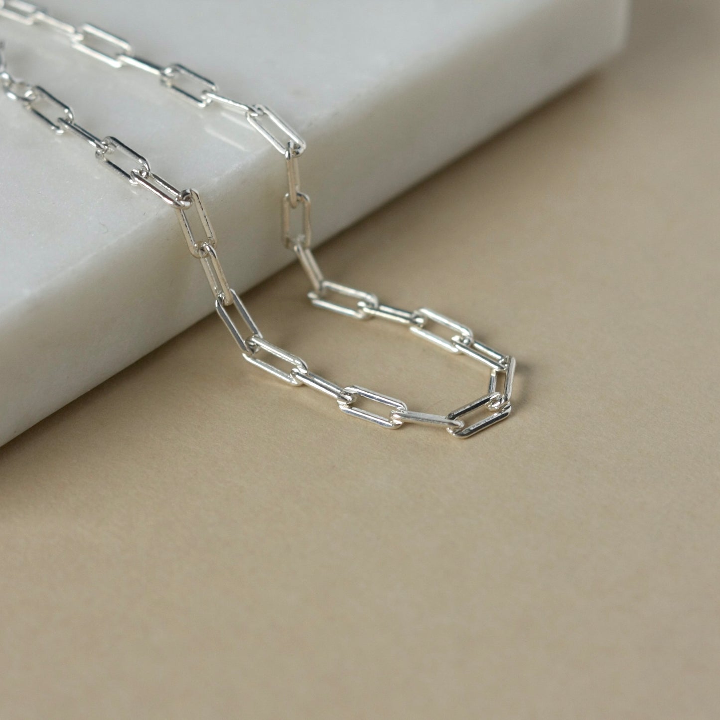 Small Sterling Silver Paper Clip Chain Bracelet