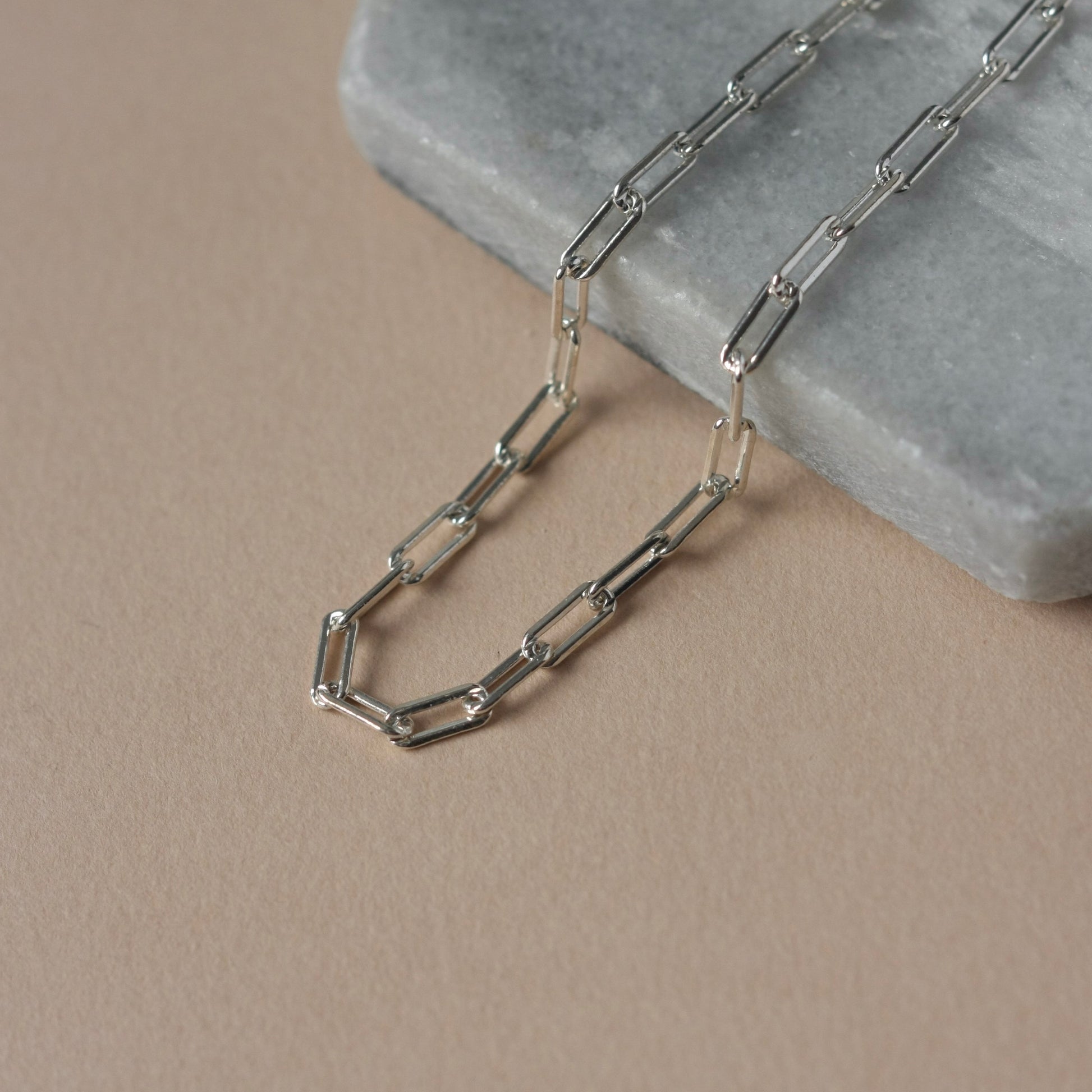 Small Sterling Silver Paper Clip Chain Bracelet