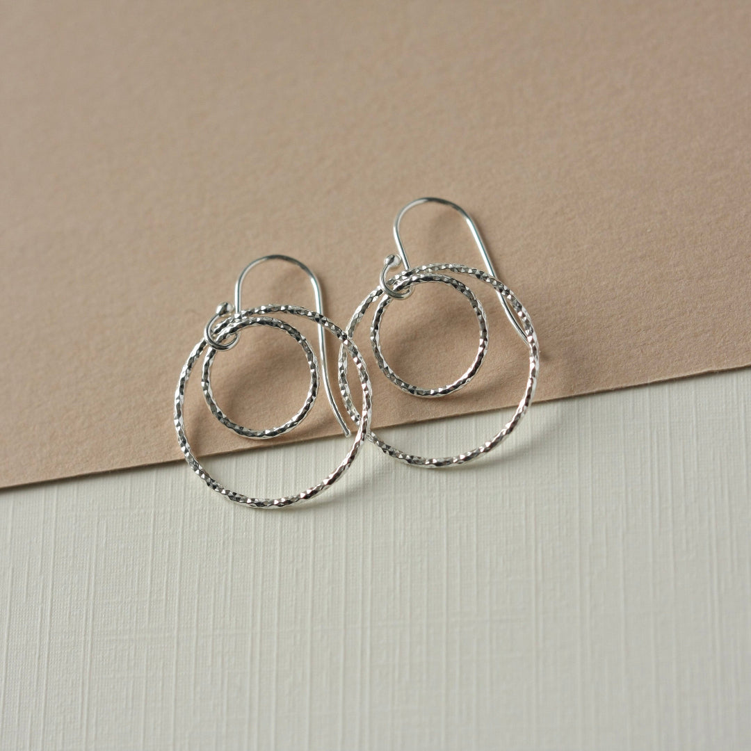 Sterling Silver Round Sparkly Earrings