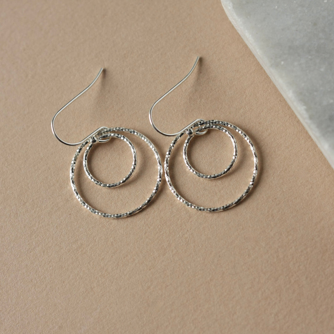 Sterling Silver Round Sparkly Earrings