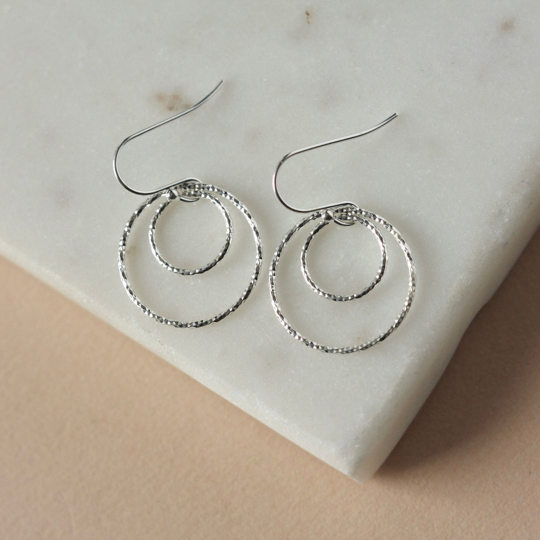 Sterling Silver Round Sparkly Earrings