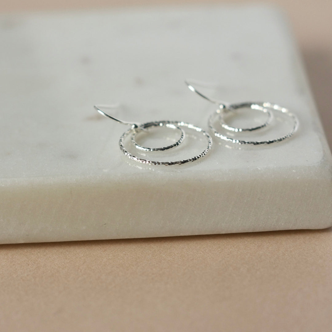 Sterling Silver Round Sparkly Earrings