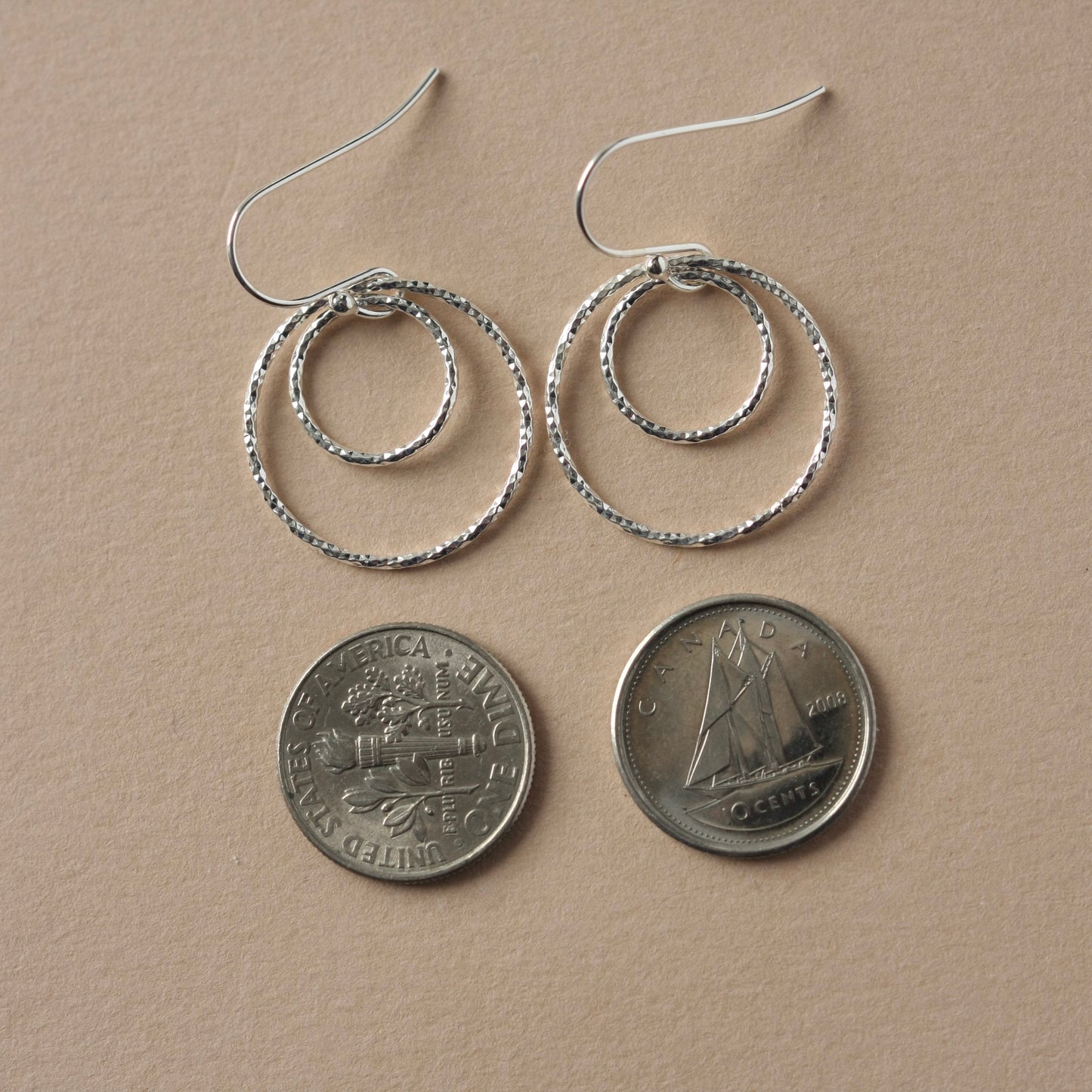 Sterling Silver Round Sparkly Earrings