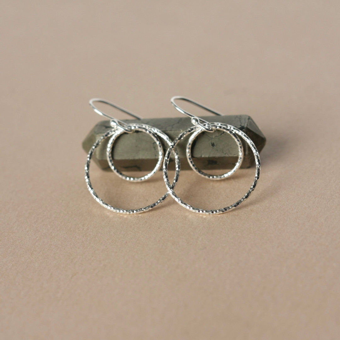 Sterling Silver Round Sparkly Earrings