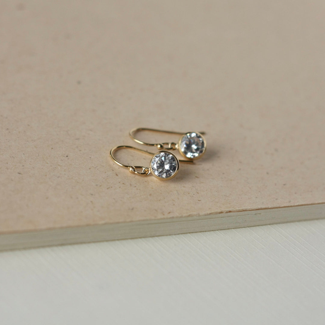 Gold CZ Dangle Earrings