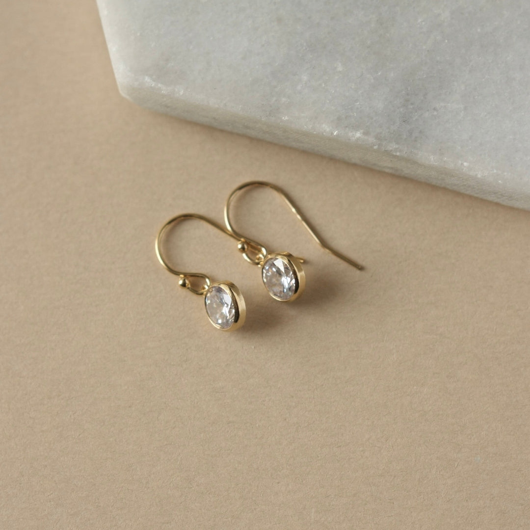 Gold CZ Dangle Earrings