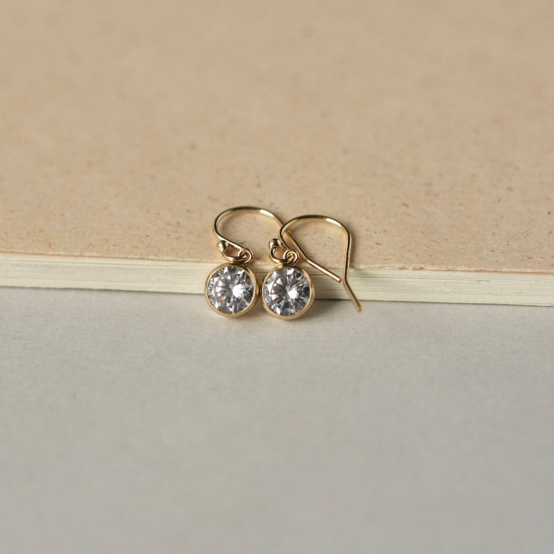 Gold CZ Dangle Earrings