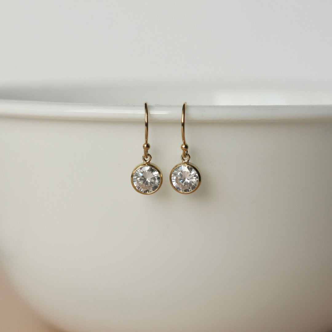 Gold CZ Dangle Earrings