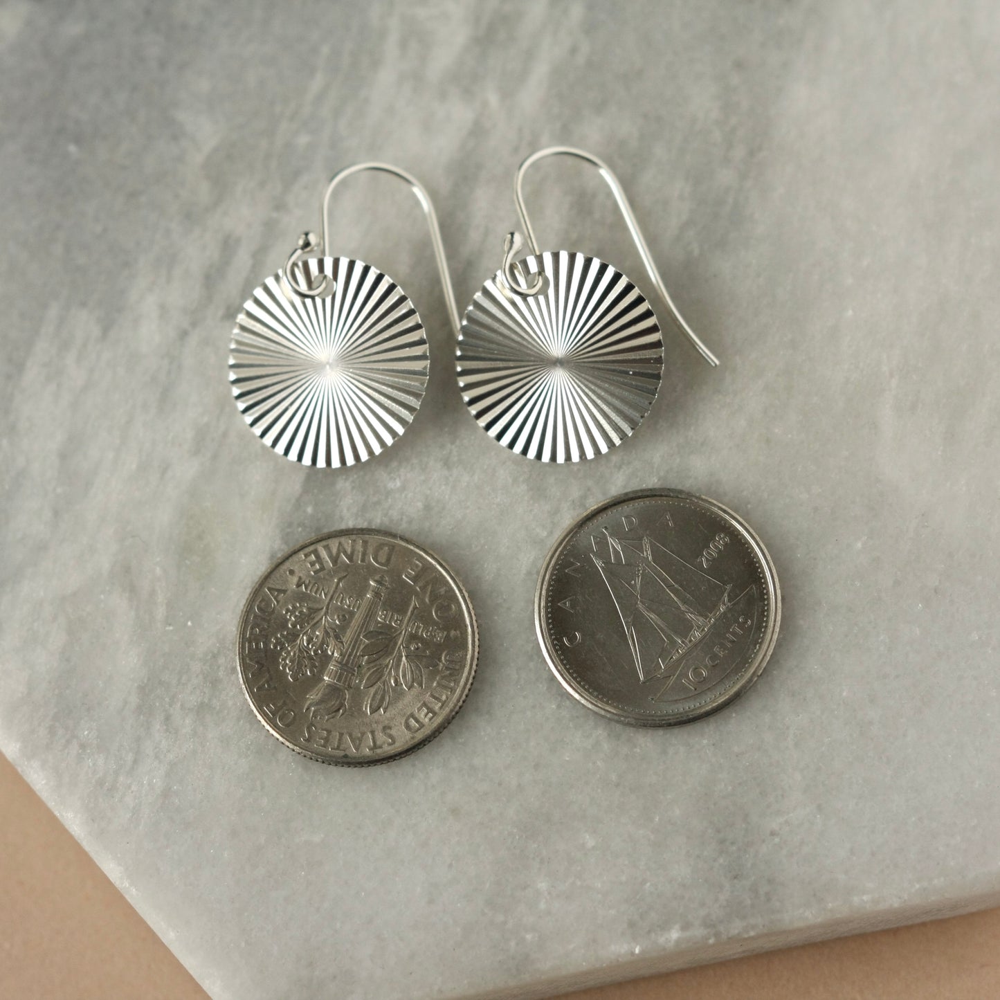 Big Sterling Silver Disc Earrings