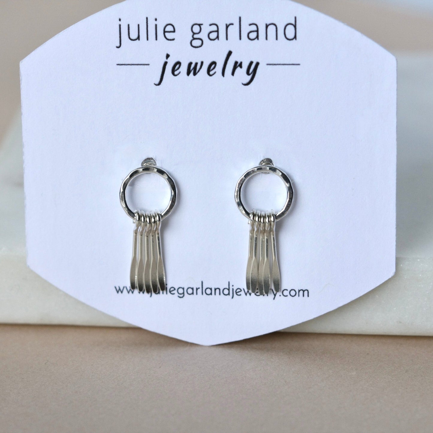 Sterling Silver Circle Studs with Tassel