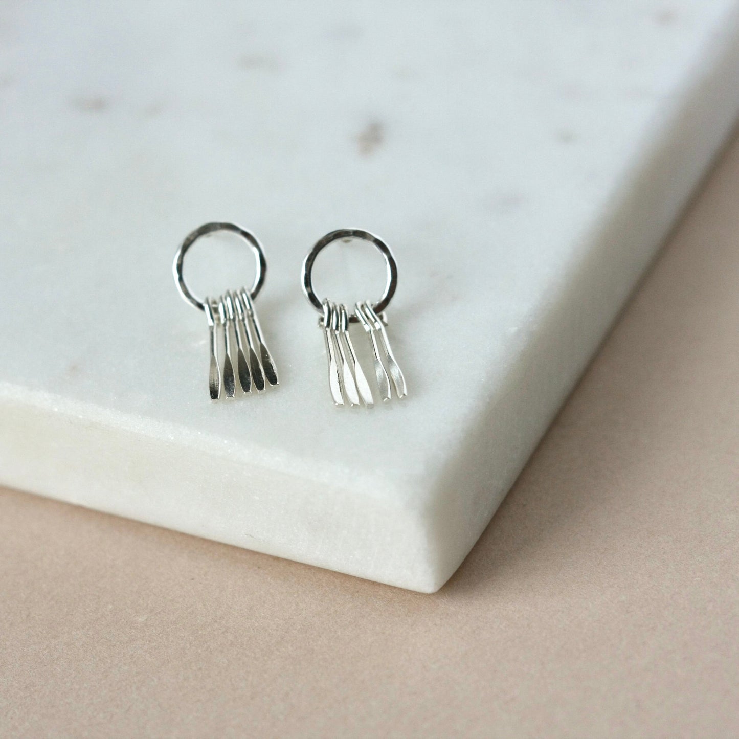 Sterling Silver Circle Studs with Tassel