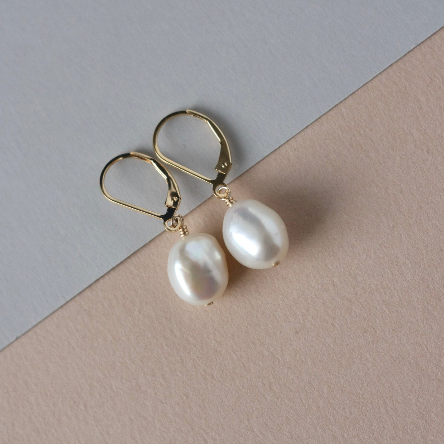 Gold Baroque Pearl Dangle Earrings