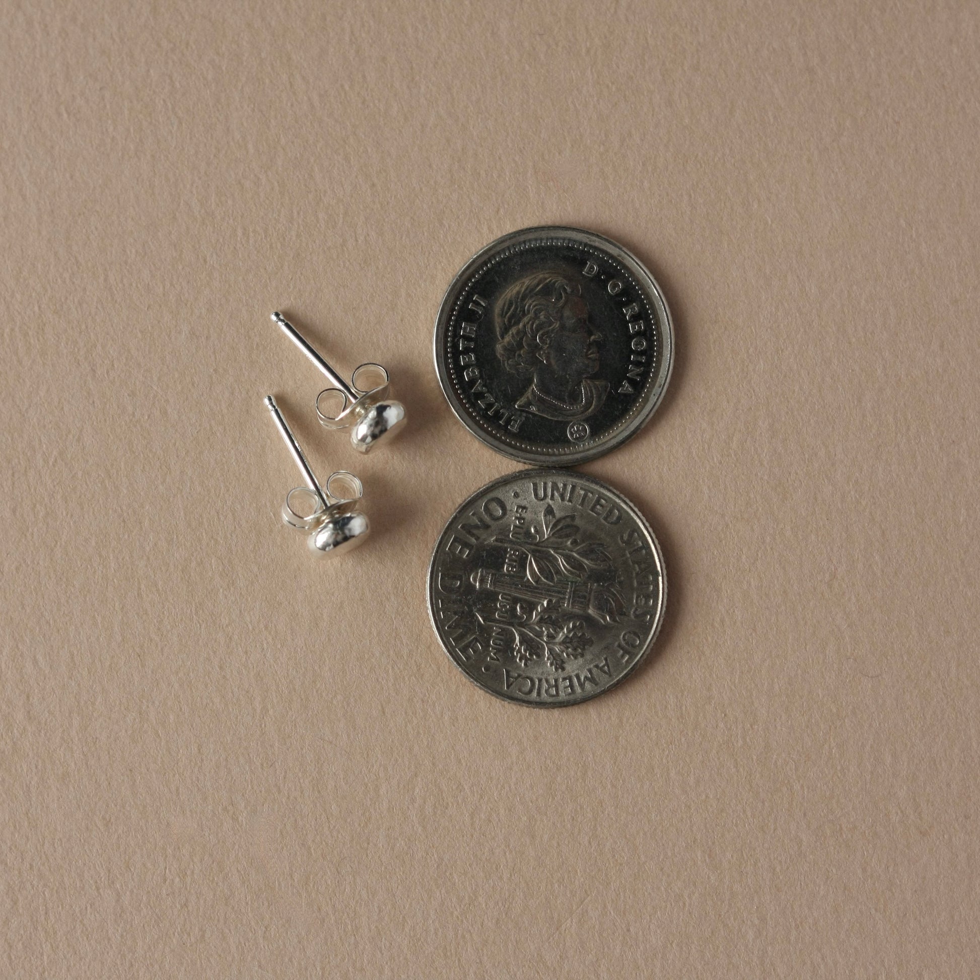 Tiny Fine Silver Hammered Pebble Studs