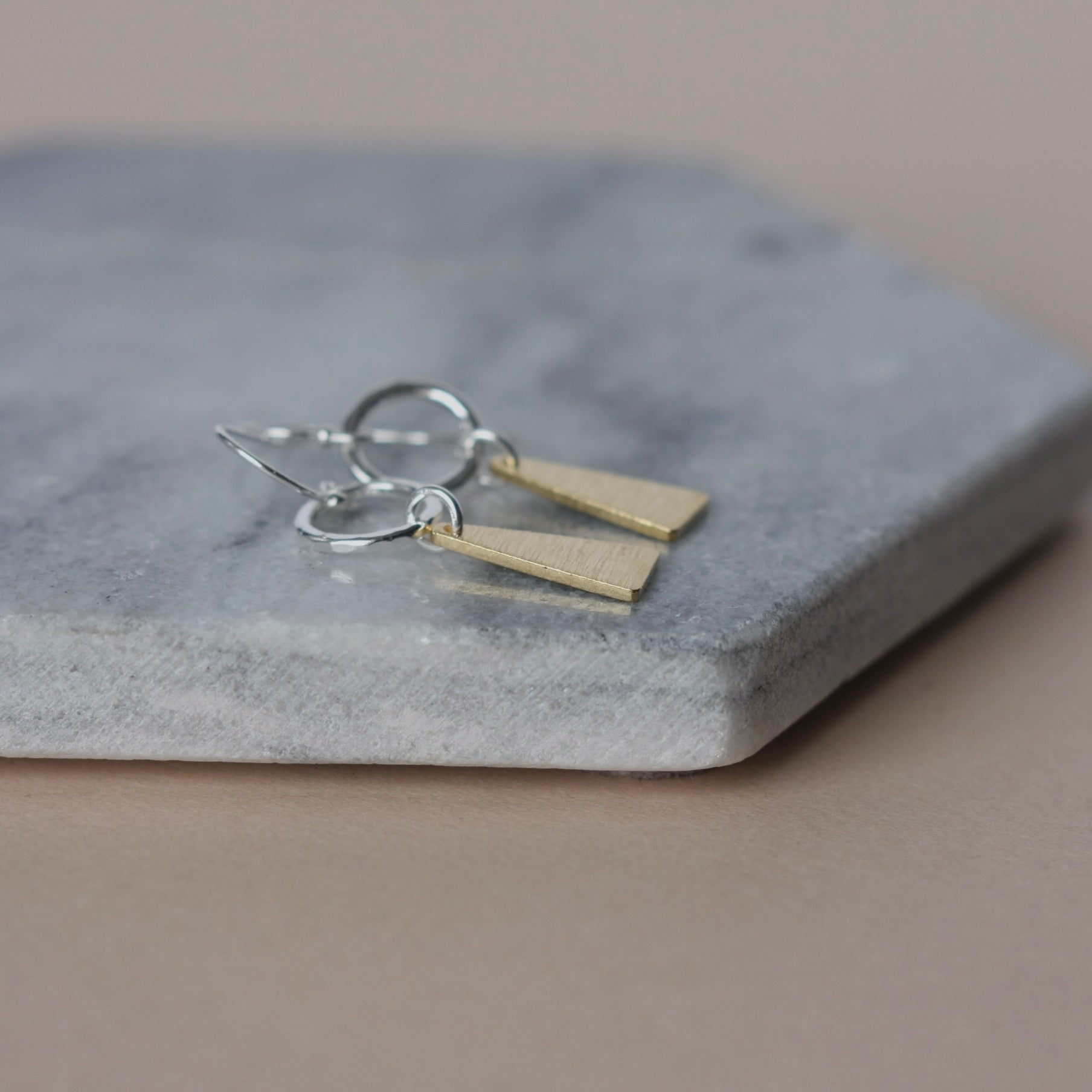 Silver and Brass Geometric Earrings